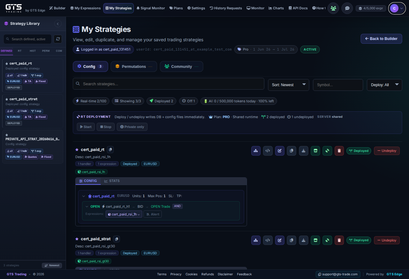 My Strategies library